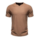 Men's Casual Cotton Blended V-Neck Short Sleeve T-Shirt Beach Shorts Set 11791500M