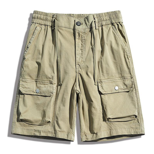 Men's Casual Outdoor Cotton Washed Multi-Pocket Loose Cargo Shorts 82263427M