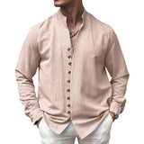 Men's Vintage Cotton and Linen Casual Loose Shirt 40440047U