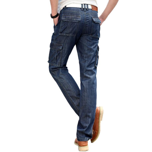 Men's Vintage Multi Pocket Straight Cargo Jeans 17006323Y