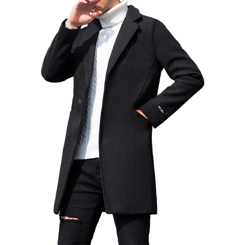 Men's Solid Color Lapel Trench Coat 97218593X