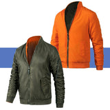 Men's Casual Stand Collar Cotton Reversible Zipper Long Sleeve Jacket 45623764M