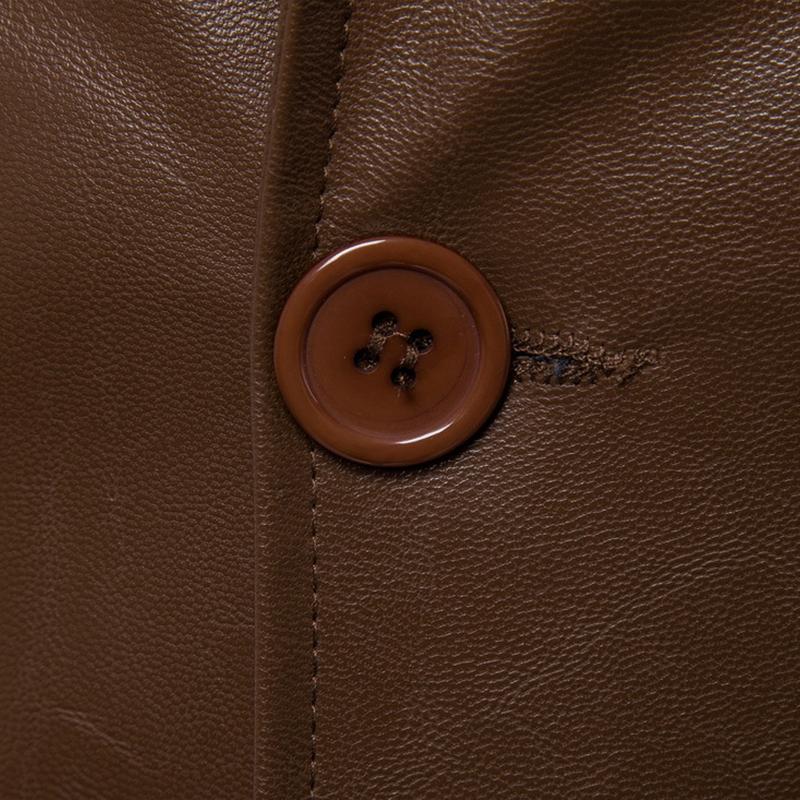 Men's Vintage Lapel Single Breasted Flap Pocket Leather Biker Jacket 67936509M