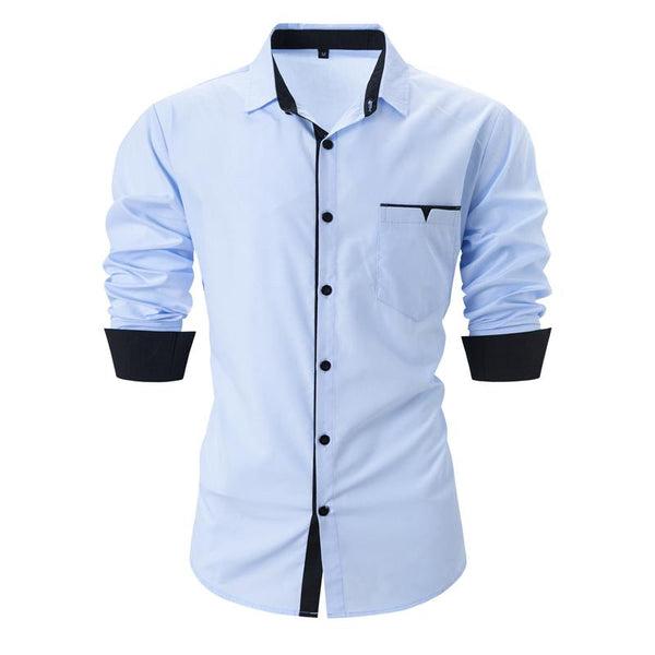 Men's Fashionable Color Block Casual Long Sleeve Shirt 28426131X