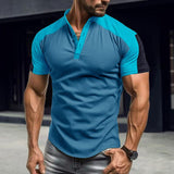 Men's Vintage Colorblock Collar Short Sleeve T-Shirt 71817649M