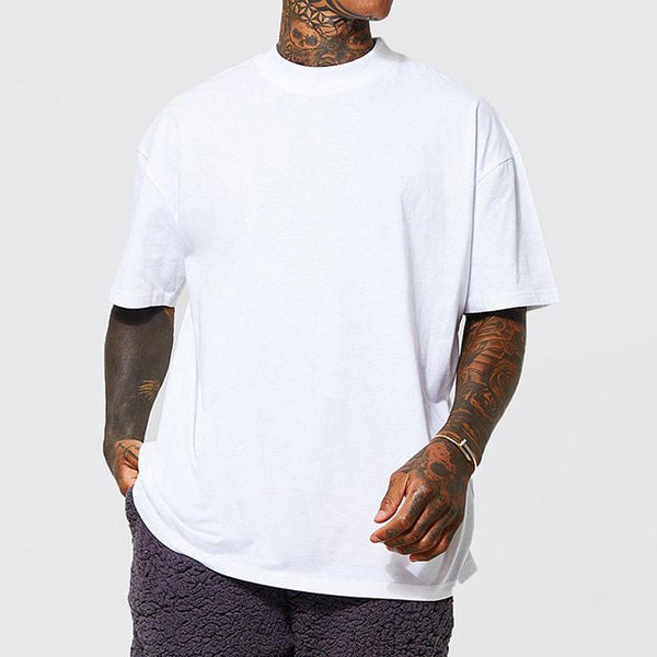 Men's Loose Cotton Solid Color Short-sleeved T-shirt 82898154Y