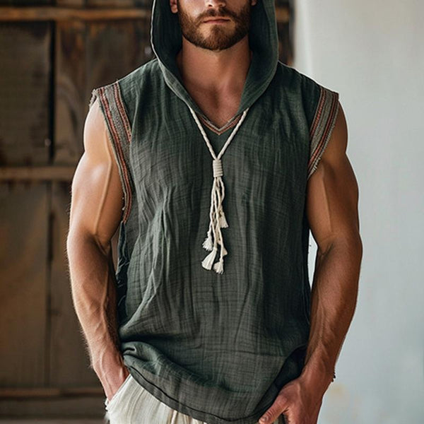 Men's Solid Color Sports Casual Hooded Tank Tops 82894380X