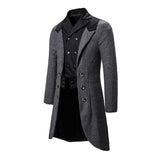 Men's Color Block Lapel Mid-length Windbreaker 32272943X
