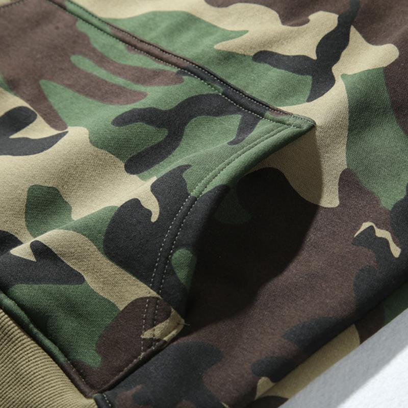 Men's Casual Outdoor Camouflage Fleece Warm Loose Hoodie 24316750M