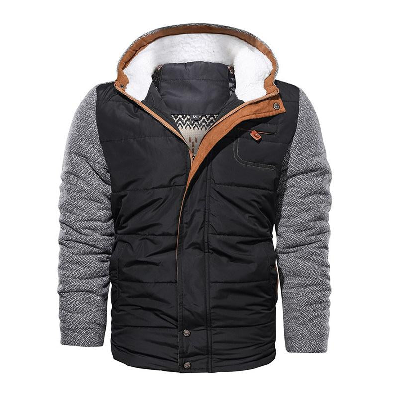 Men's Casual Padded Panel Zip Hooded Warm Coat 67160637M
