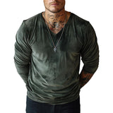 Men's Velvet Loose V-neck Long-sleeved T-shirt 57259398X