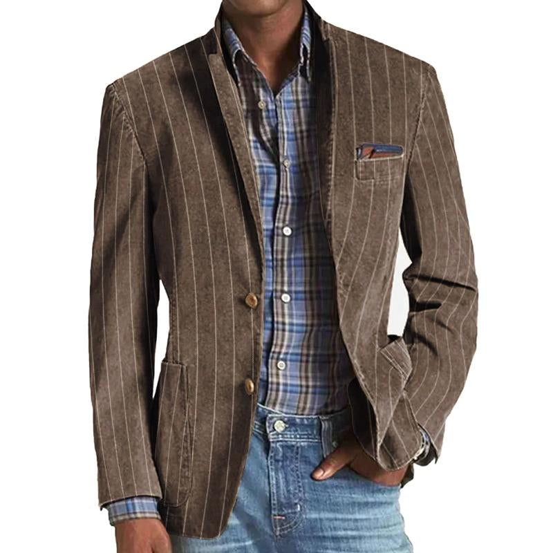 【Spedizione in 24 ore】Blazer monopetto con risvolto a righe vintage da uomo 53951972Y