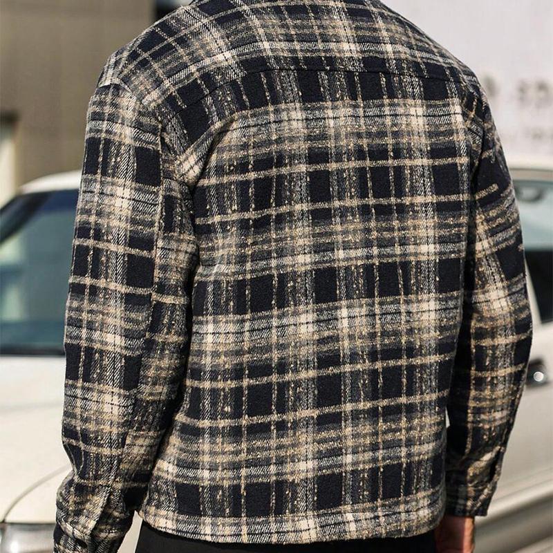 Men's Brushed Check Lapel Single Breasted Jacket 69197472X