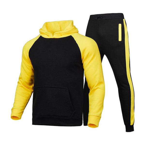 Men's Classic Casual Hooded Fleece Zipper Sweatshirt with Cuffed Sweatpants Set 36479209K