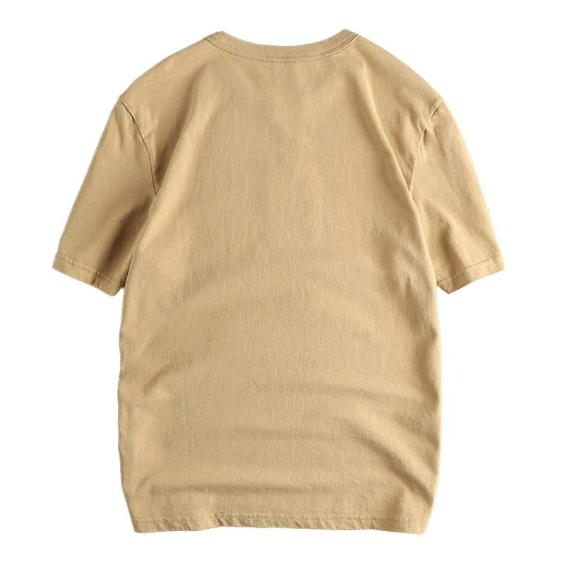 Men's Vintage Letter Printed Cotton Washed Short-Sleeved T-Shirt 56225179M