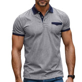 Men's Short Sleeve Stretch Denim Polo Shirt 66155478X