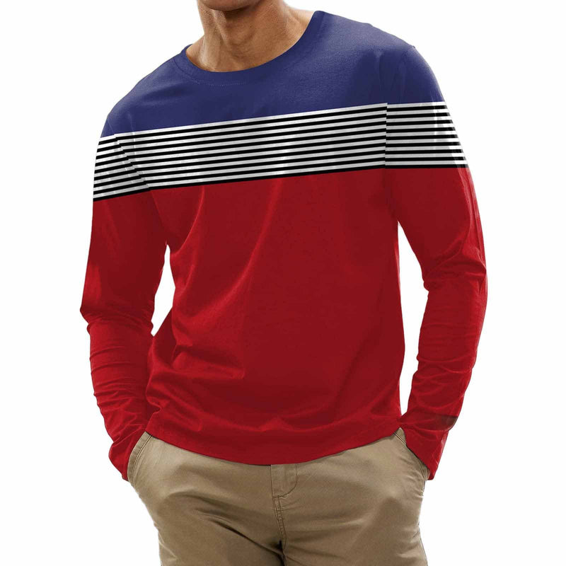 Men's Retro Casual Round Neck Printed Long Sleeve T-Shirt 43559733TO