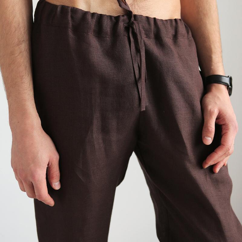 Men's Vacation Casual Elastic Cotton and Linen Pants 95043046X