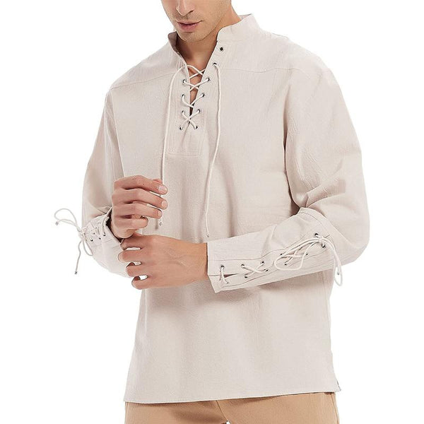 Men's Vintage Lace-Up Polo Shirt 18155999U