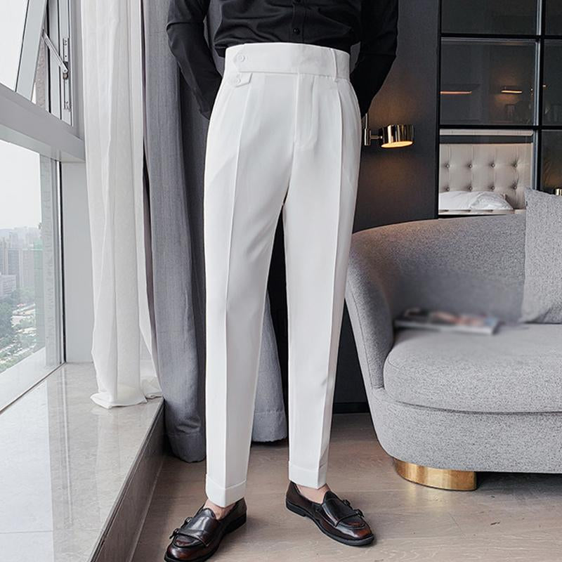 Men's British Style High Waist Straight Suit Pants 00533447M