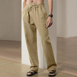 Men's Casual Solid Color Linen Breathable Loose Pants 13939824M