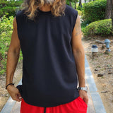 Men's Casual Solid Color Sleeveless Vest Shorts Sports Set 64925427Y