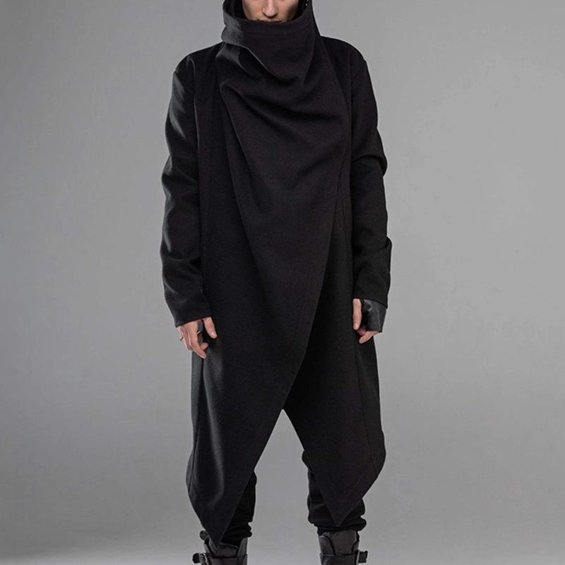 Men's Solid Gothic Style Pleated Long Sleeve Cape Coat 54287036Z