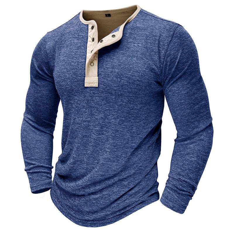 Men's Button Collar Long Sleeve T-Shirt 38365376U