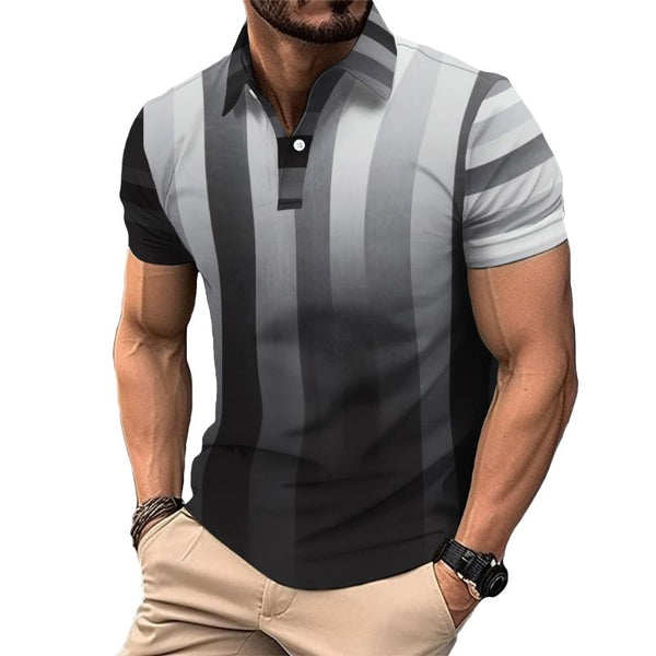 Men's Casual Gradient Lapel Polo Shirt 78655530TO