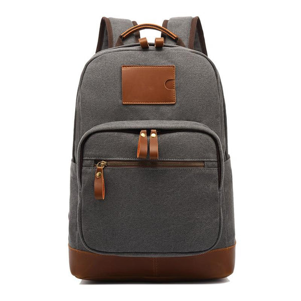 Men's Vintage Canvas Solid Color Large Capacity Backpack 69573981X