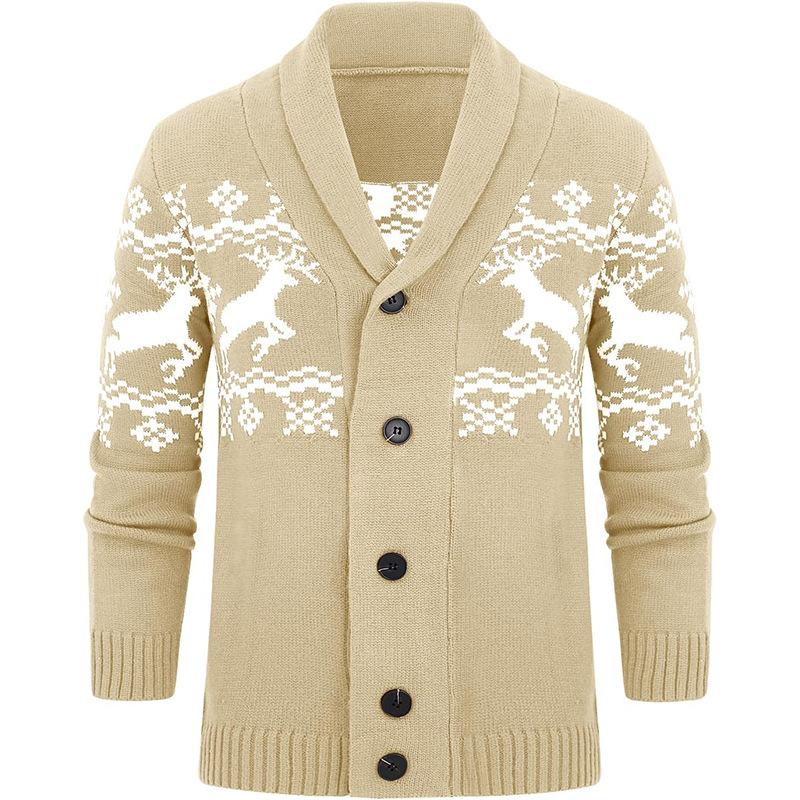 Men's Elk Jacquard Knit Cardigan Jacket 07067807X