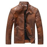 Men's Stand Collar Gradient Velvet Leather Motorcycle Jacket 49469099F