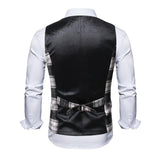 Men's Vintage Plaid Collarless Suit Vest 50235091Y