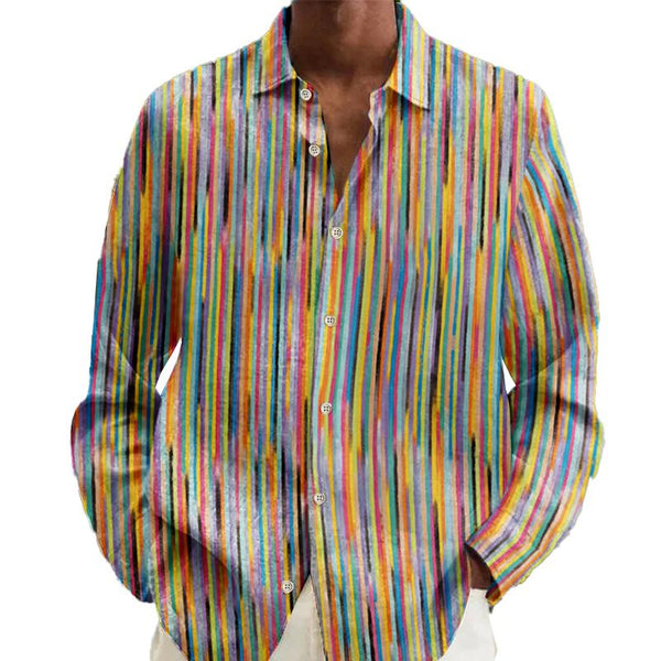 Men's Hawaiian Print Casual Long Sleeve Shirt 15702617X