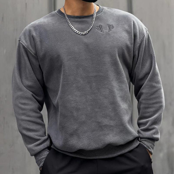 Men's Thick Velvet Round Neck Loose Sweatshirt 09996239U