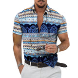 Men's Casual Ethnic Lapel Short-sleeved Shirt 86595432TO