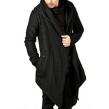 Men's Casual Hooded Irregular Hem Long Sleeve Cardigan 57193290M