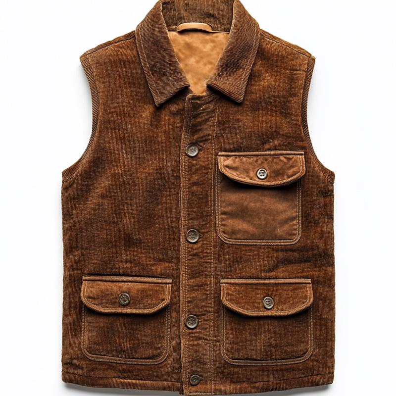 Men's Vintage Corduroy Lapel Vest 99355886U