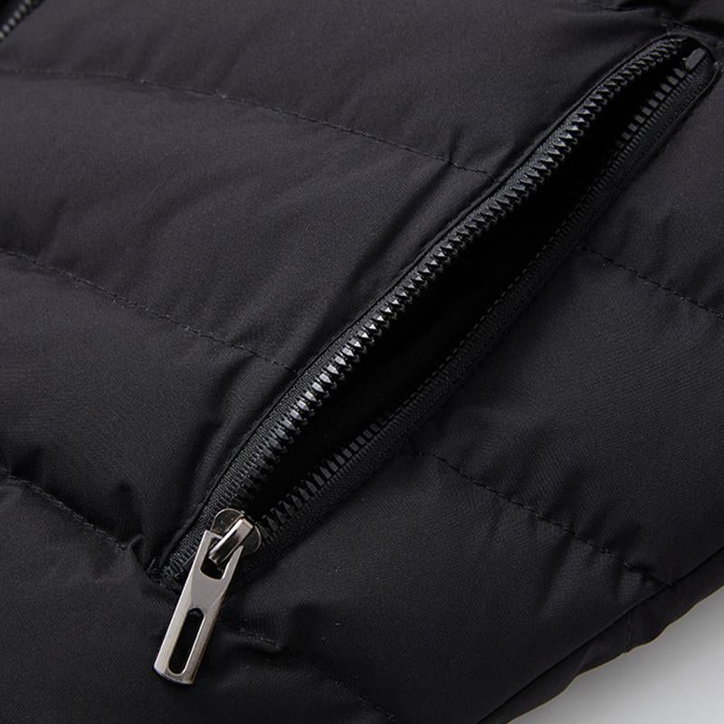 Men's Casual Contrast Color Patchwork Hooded Warm Zipper Padded Jacket 23417716M