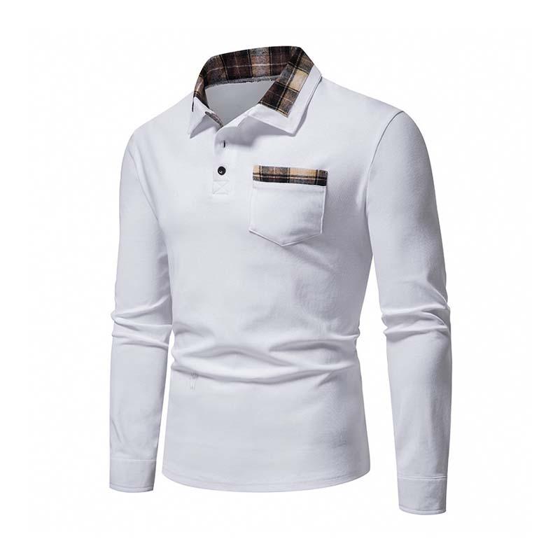 Men's Casual Lapel Slim Pocket Long Sleeve Polo Shirt 88198209K