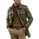 Men's Solid Color Single Breasted Trench Coat 29032718X