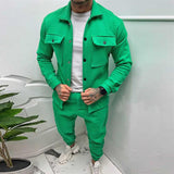 Men's Casual Solid Color Jacket Set 42401210Y