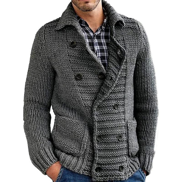 Men's Sweater Cardigan Solid Color Lapel Jacket 22048936X