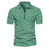 Men's Short Sleeve Zipper Solid Color Polo Shirt 89645806X