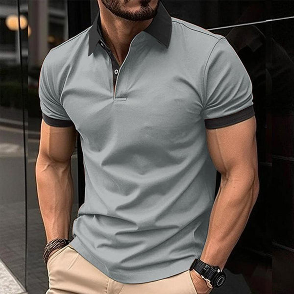 Men's Casual Color Block Short Sleeve POLO Shirt 43371751Y