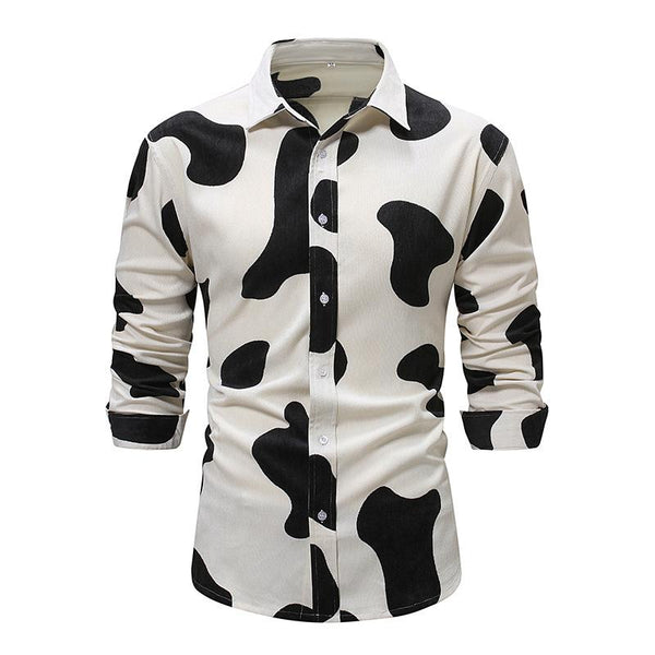 Men's Casual Printed Lapel Long Sleeve Shirt 45791141X