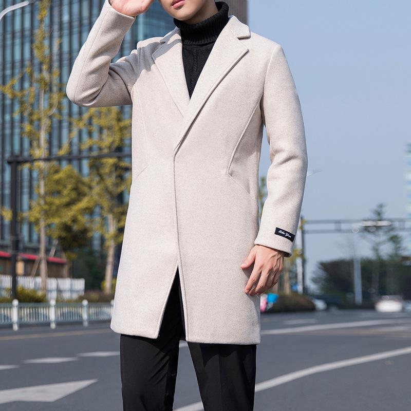 Men's Solid Color Lapel Trench Coat 97218593X