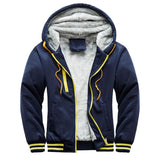 Men's Patchwork Thick Warm Hooded Fleece Jacket 91983607U