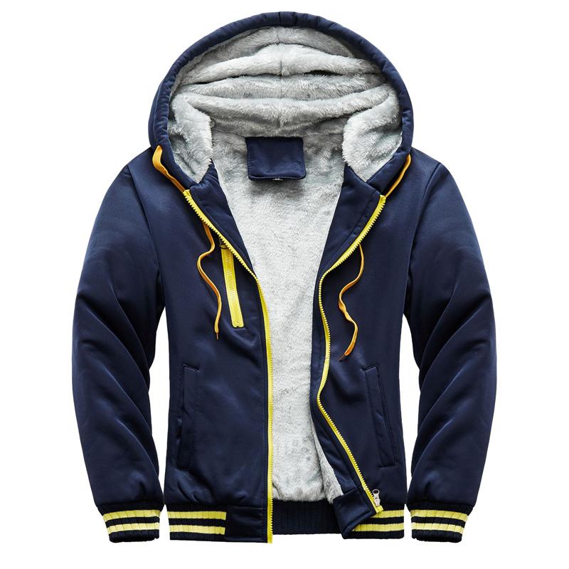 Men's Patchwork Thick Warm Hooded Fleece Jacket 91983607U