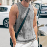 Men's Casual Round Neck Thin Hollow Knitted Tank Top 83397634M